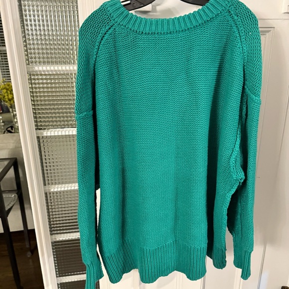 Free People Allie Women’s V-Neck Sweater Green Long Sleeve Oversized Sz M NWT - Picture 5 of 12
